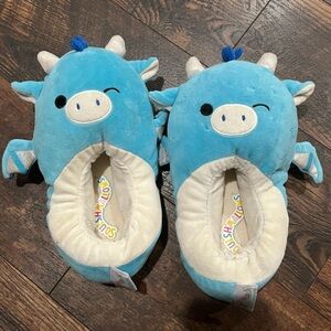 Squishmallows Blue and White Plush Slippers